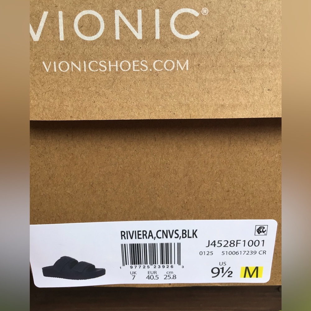 Black and Gray Slide Sandals with adjustable Velcro closure. NIB never worn. - Picture 5 of 5